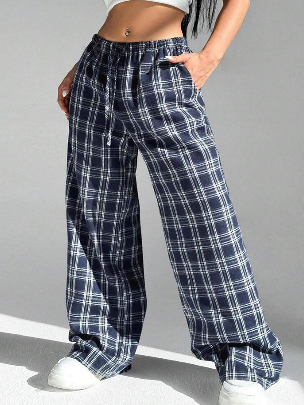 Damen Karierte Freizeithose Größe