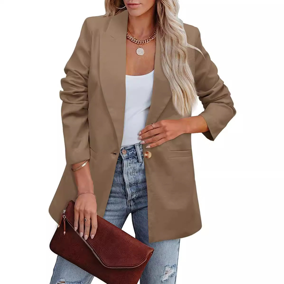 Eleganter Damen-Blazer in lässigem Schnitt mit zwei Taschen, Größe S