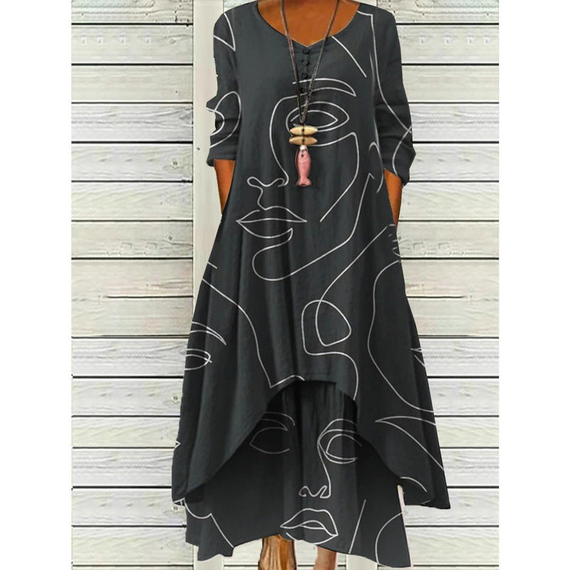 Valenzora | Maxikleid mit langen Ärmeln und Knopfverschluss