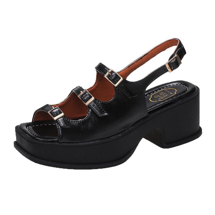 Women's platform sandals with adjustable straps and fashionable block heel, size Valenzora