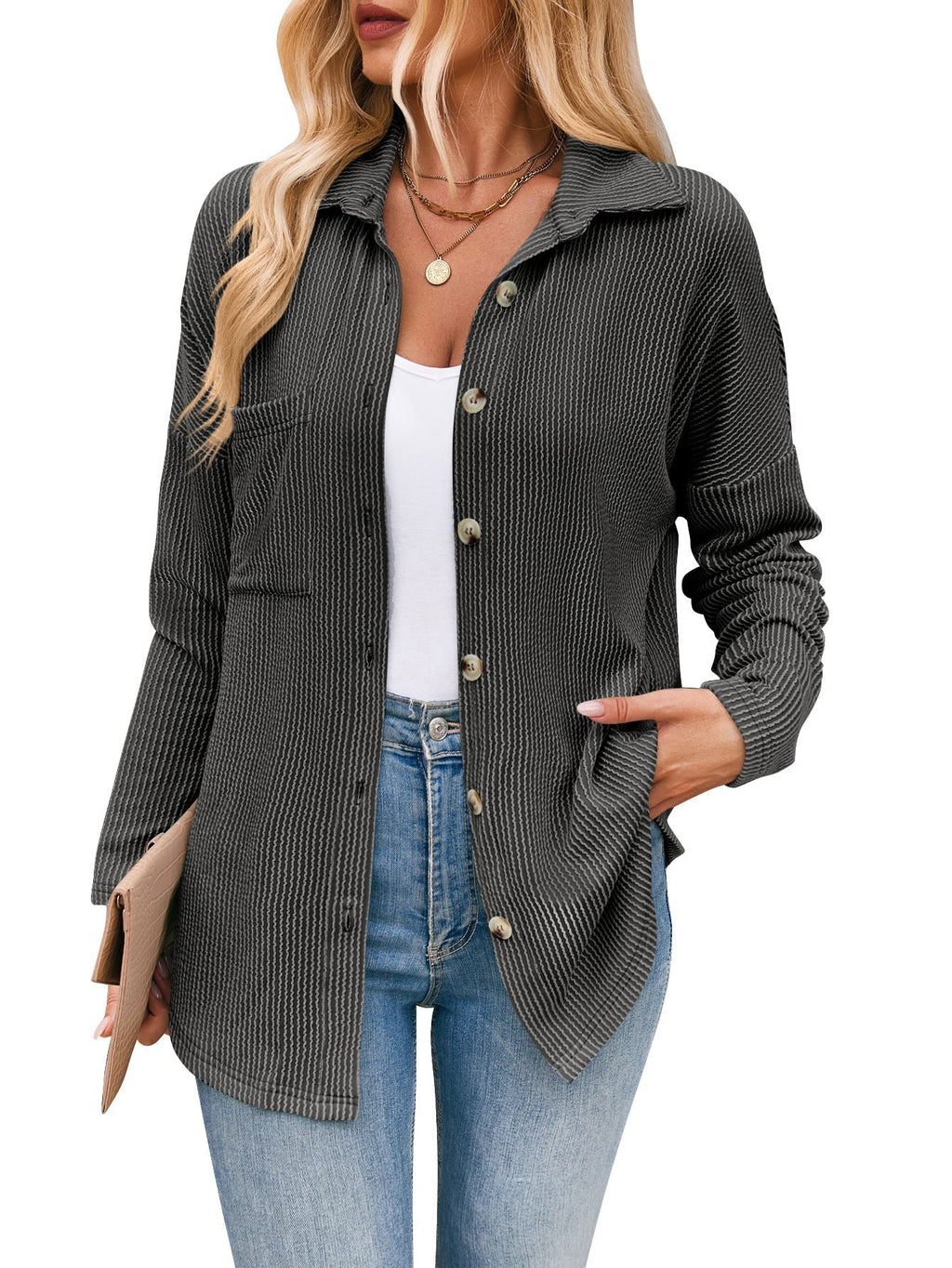 Damen-Freizeit-Strickjacke mit Knopfleiste, Größe