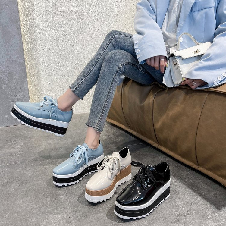 Women's fashionable platform sneakers with a chic shine and comfortable sole construction, size Valenzora