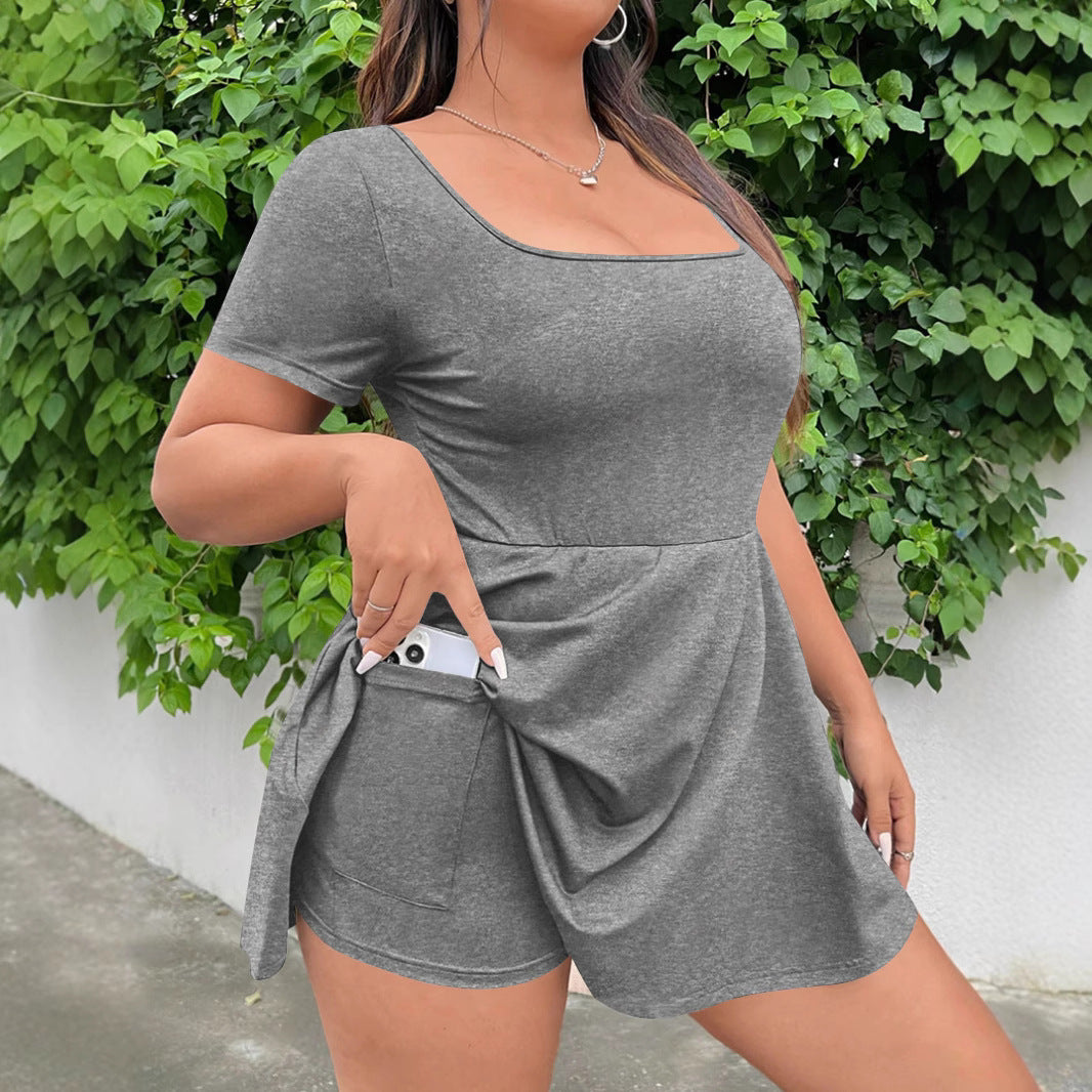 Damen A-linien Kleid mit Rundhalsausschnitt Drune