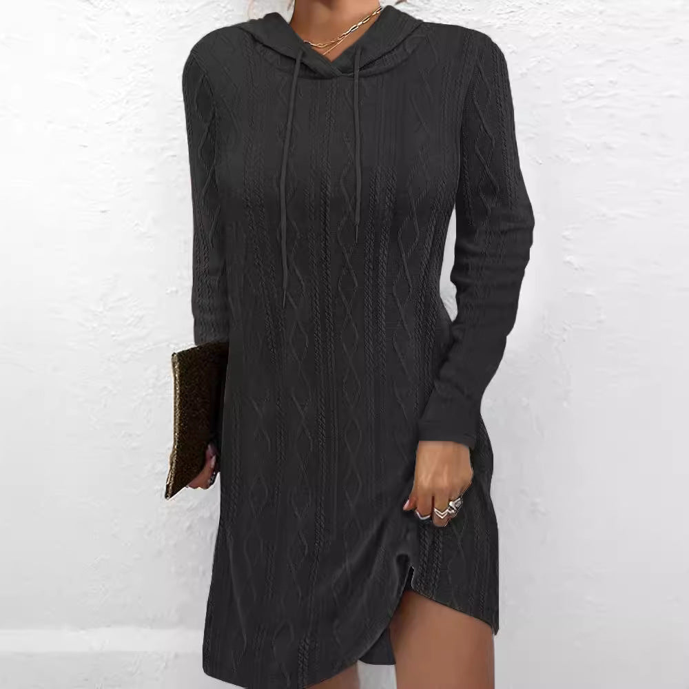 Damen Hoodie-Kleid mit Struktur und seitlichem Schlitz Drune