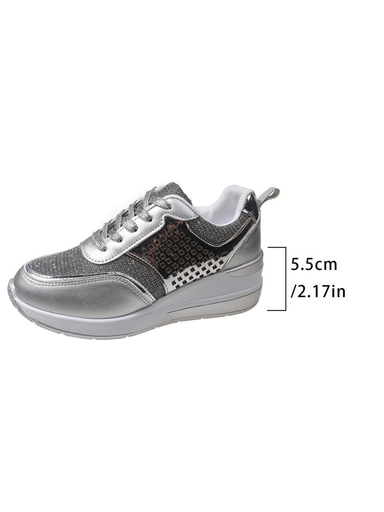 Damen-Sneaker mit modischen Metallic-Akzenten und atmungsaktiver Dämpfung, Größe S