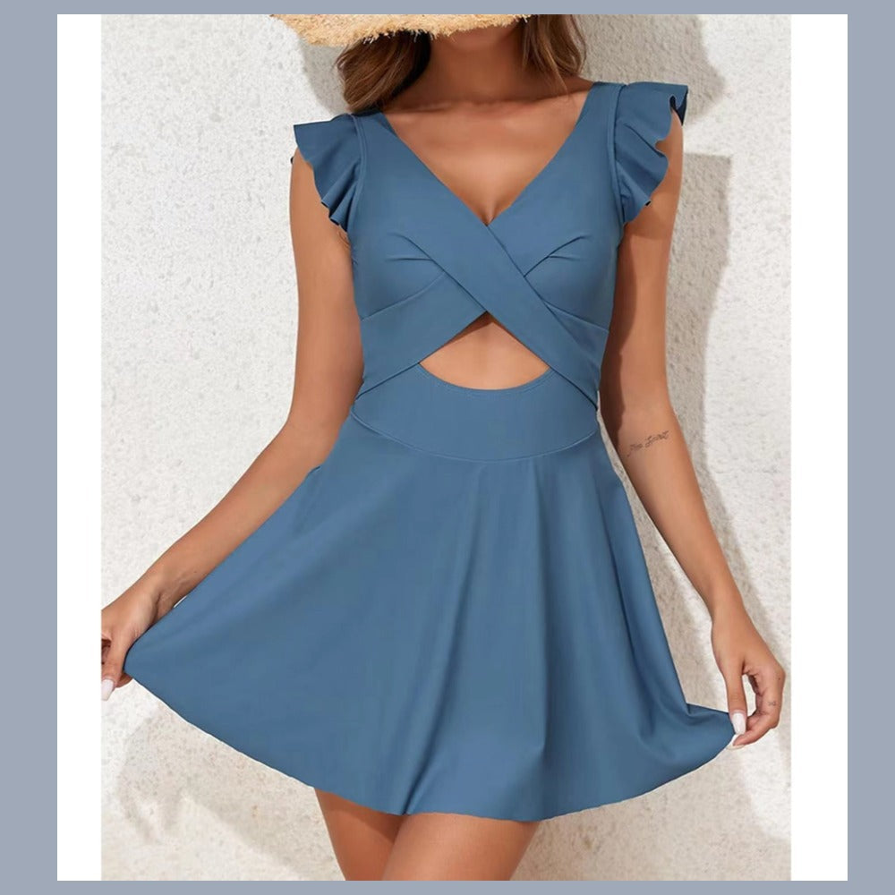 Drune Damen-Jeanskleid mit Rüschen und femininer Silhouette