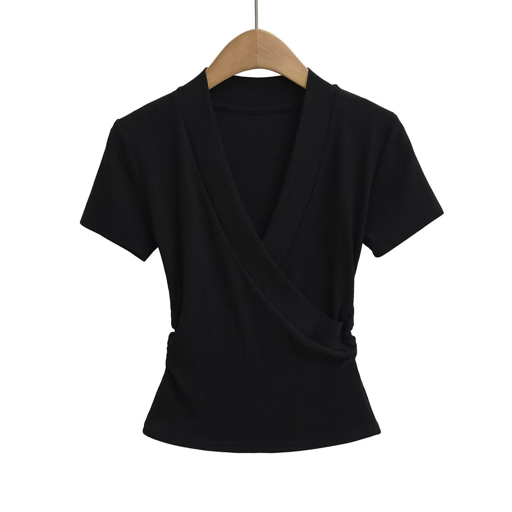 Damen-Wickeloberteil mit elegantem V-Ausschnitt und figurfreundlichem Schnitt, Größe