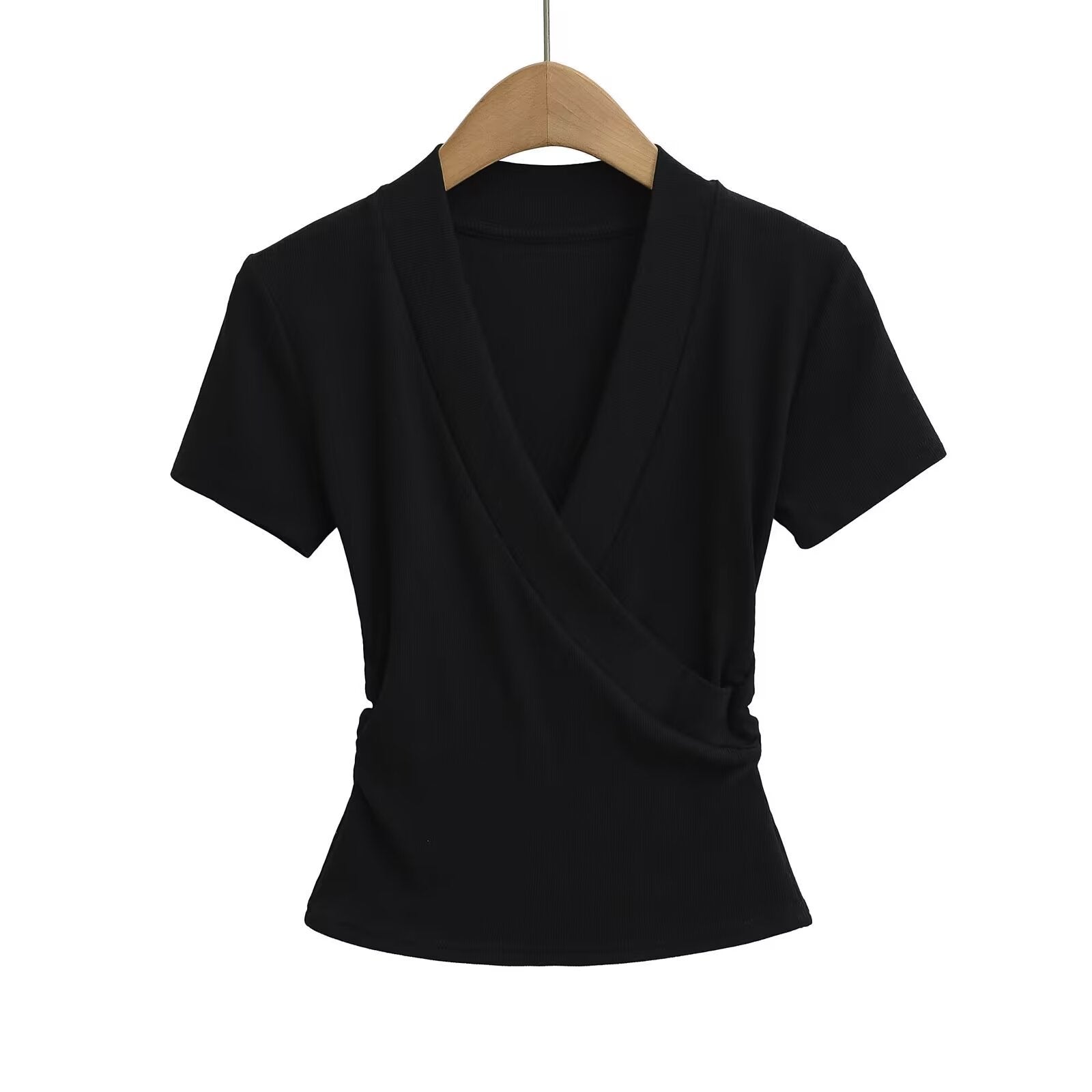 Damen-Wickeloberteil mit elegantem V-Ausschnitt und figurfreundlichem Schnitt, Größe