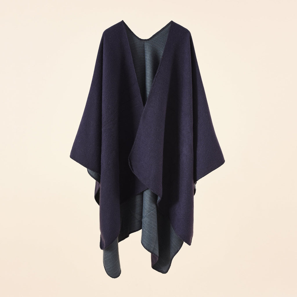 Women's knitted poncho with asymmetrical cut and high warmth retention, size