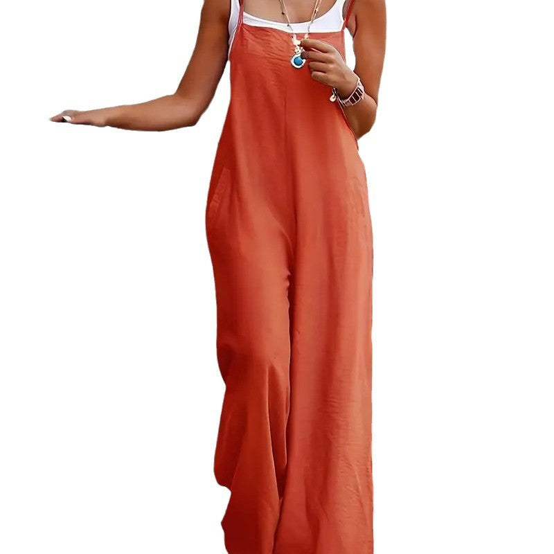 Women's airy jumpsuit with practical pockets and adjustable straps, size [size missing]