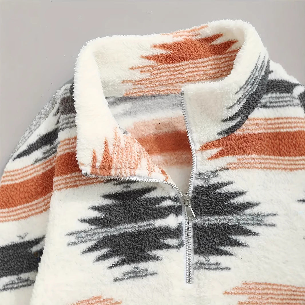 – Woven jacket with printed collar