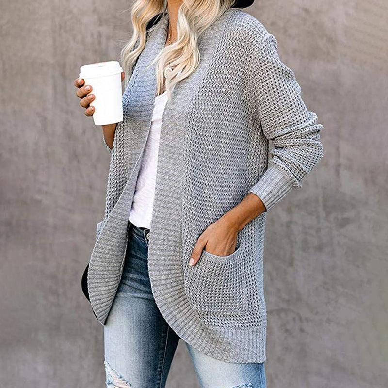 Damen-Cardigan mit offener Passform und Seitentaschen, Größe