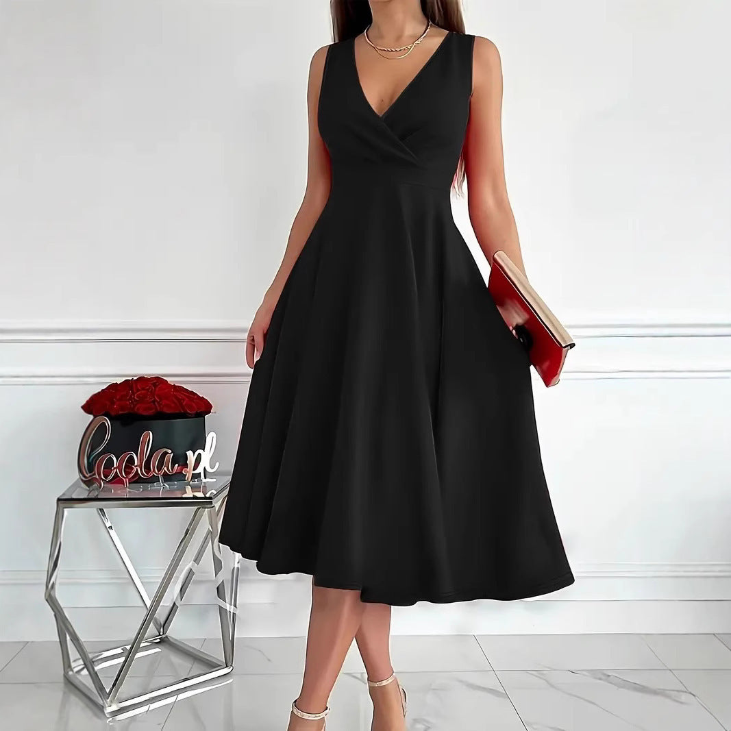 Valenzora | Solid color tank dress with asymmetrical neckline