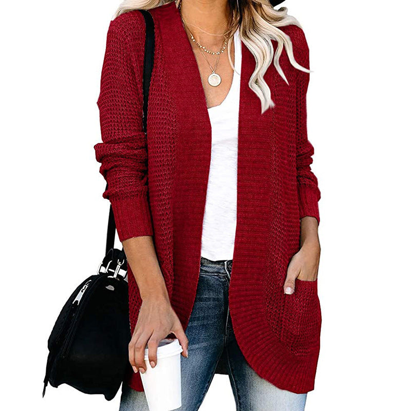 Damen-Cardigan mit offener Passform und Seitentaschen, Größe