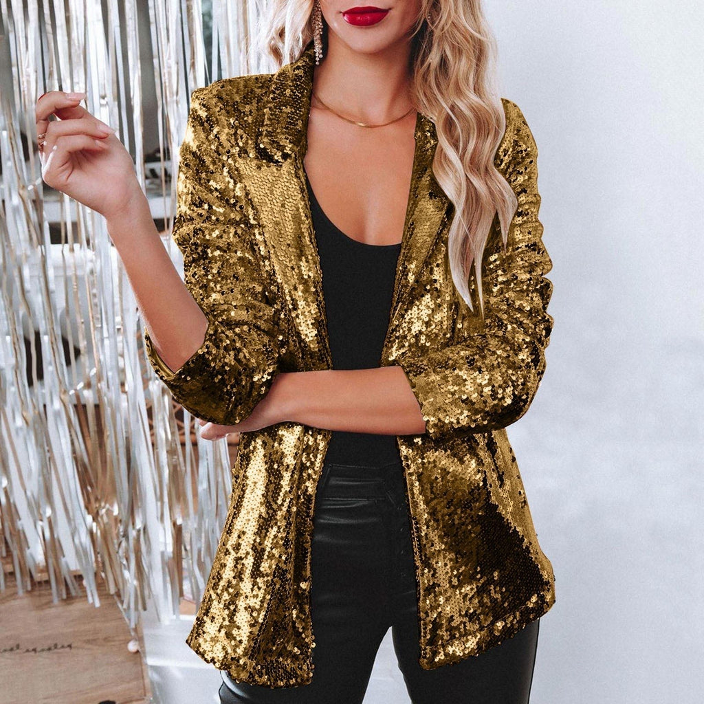 Eleganter Pailletten-Blazer für Damen mit Schimmer-Finish, Größe Valenzora