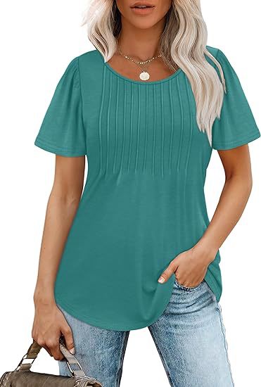 Women's summer T-shirt with pleated design, size