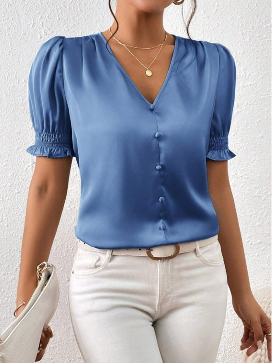 Valenzora | Casual short-sleeved ruffled shirt
