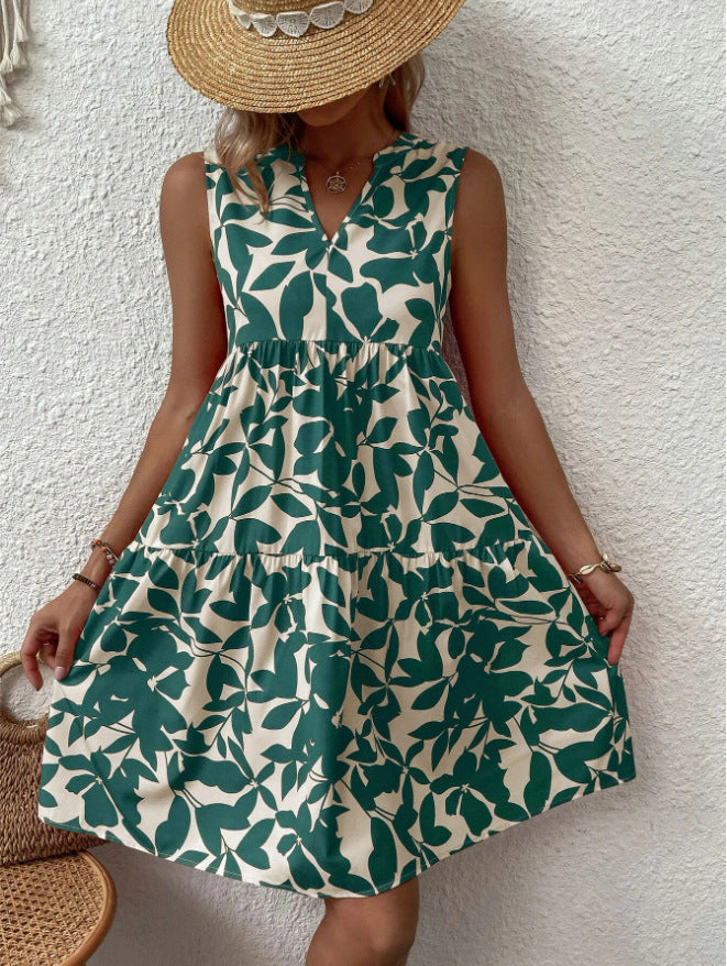 Women's airy sleeveless summer dress with floral patterns and a wide cut, size [size missing]