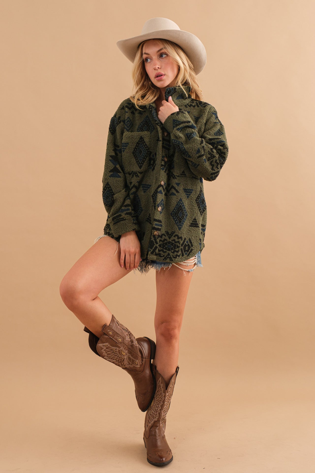 Valenzora | Retro-Plüschjacke mit Reverskragen