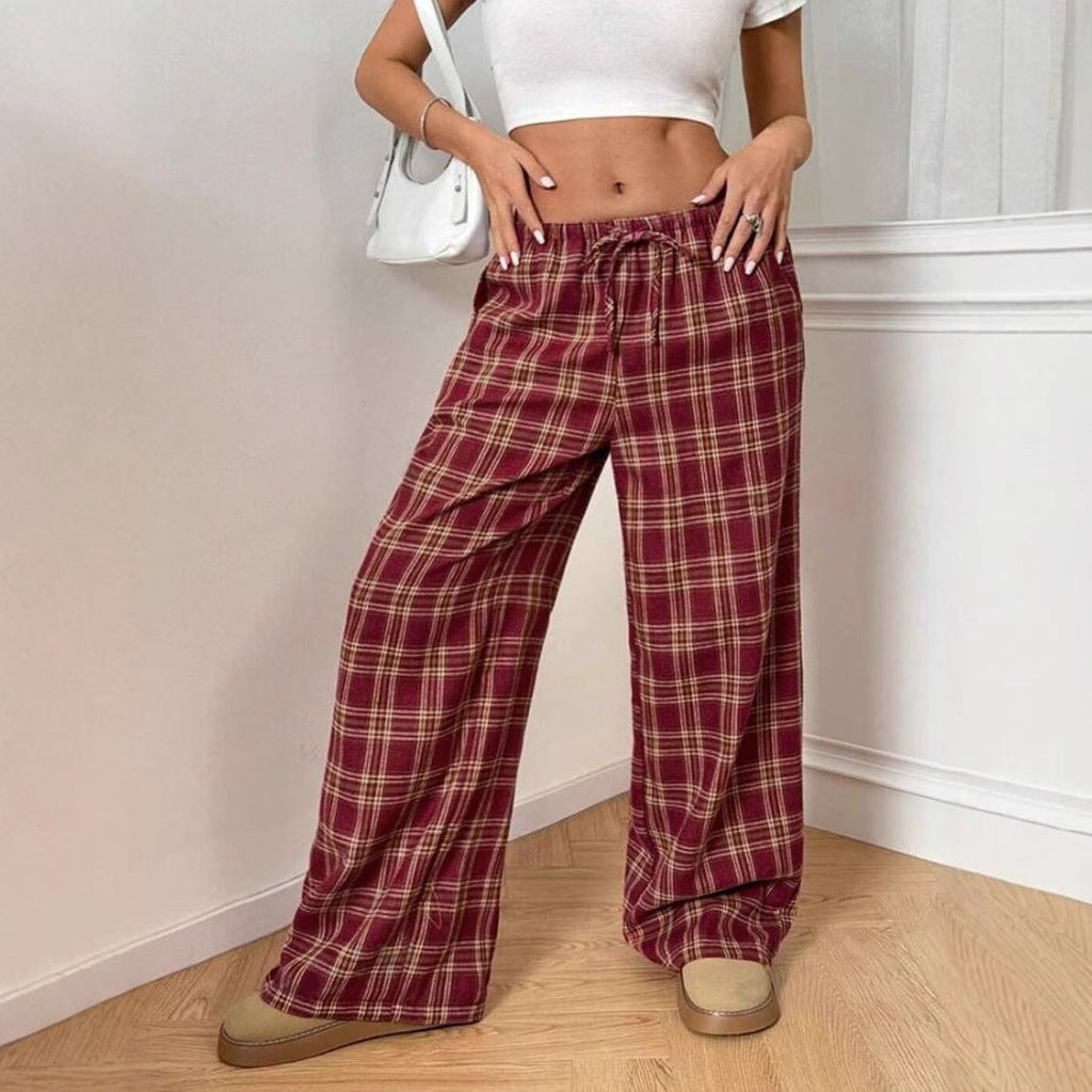 Damen Karierte Freizeithose Größe