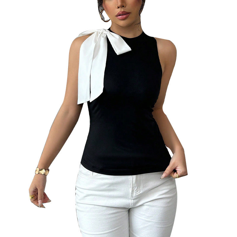 Damen-Tanktop mit eleganter Schleifenapplikation, Größe