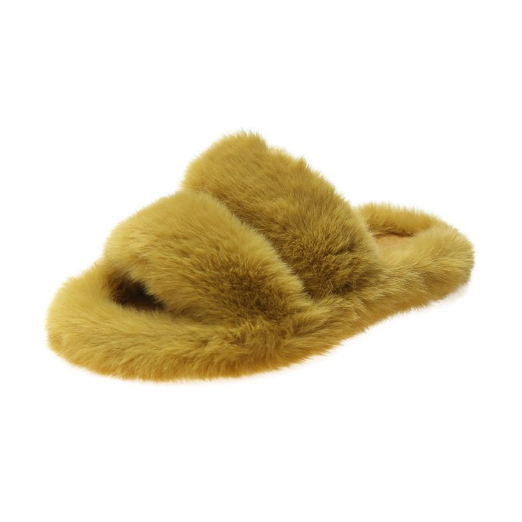 Damen Flauschige Hausschuhe mit doppelten Riemen und weichem Futter, Größe