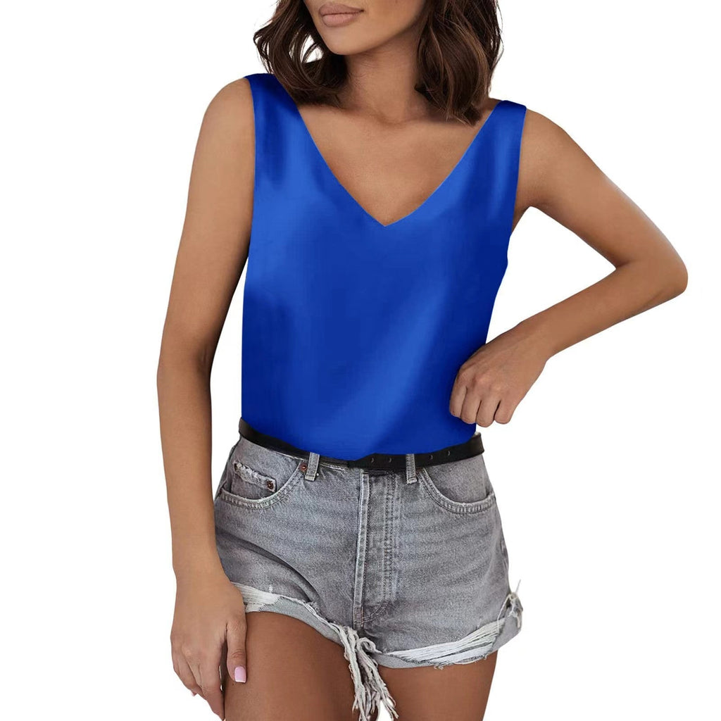Ärmelloses Damen-V-Neck-Top aus hochwertigem Material, Größe