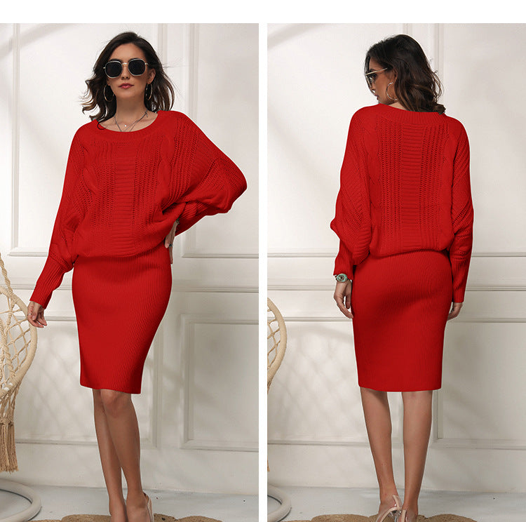 Valenzora | Loose batwing sleeve sweater dress