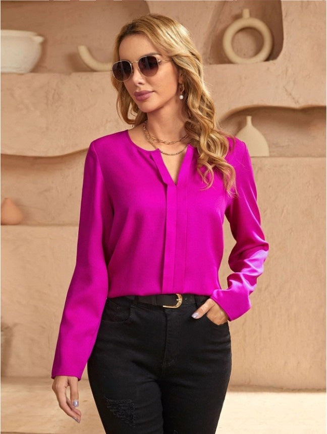 Valenzora | Women's Satin Blouse Imitation Silk Shirt