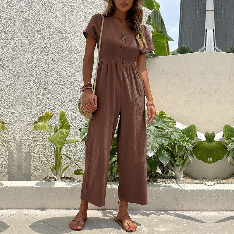 Damen-Jumpsuit mit Knopfdetails und luftigem Schnitt, Größe S