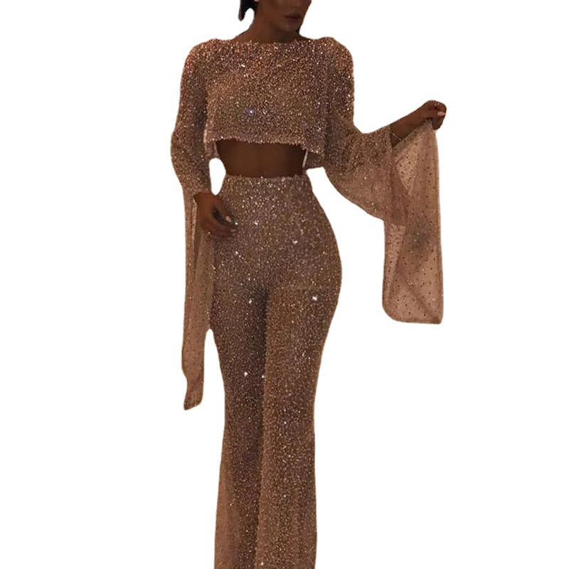 Valenzora | Sexy Long Sleeve Backless Jumpsuit & High-Waisted Trousers