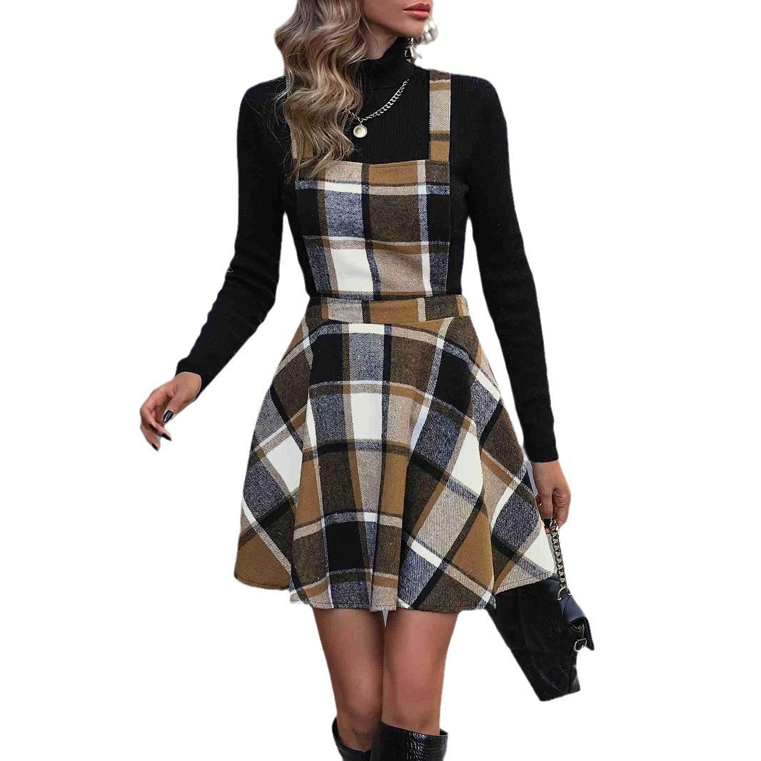 Women's Checkered Pinafore Dress Size