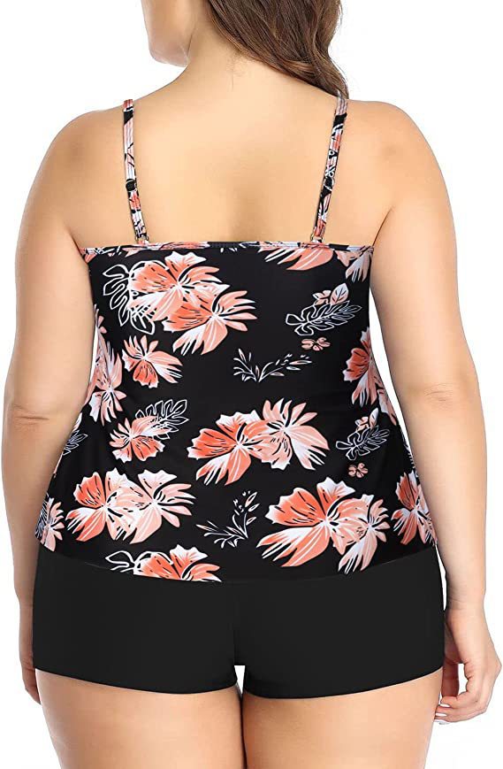 Women's tankini set with charming flowy top and comfortable shorts, size