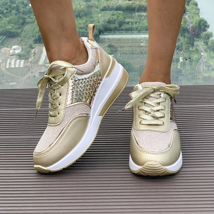 Damen-Sneaker mit modischen Metallic-Akzenten und atmungsaktiver Dämpfung, Größe S