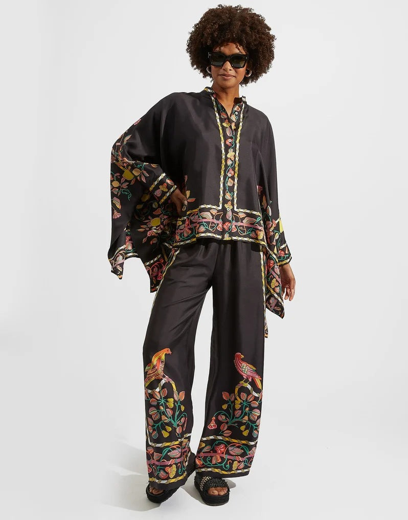 Valenzora | Stand-up collar top and trouser set