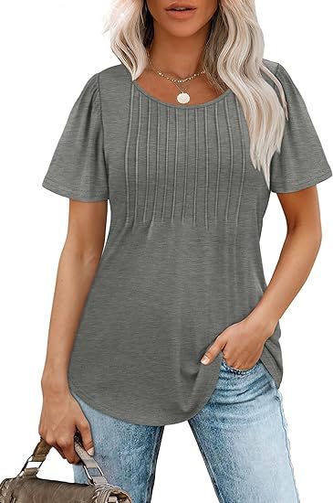 Women's summer T-shirt with pleated design, size