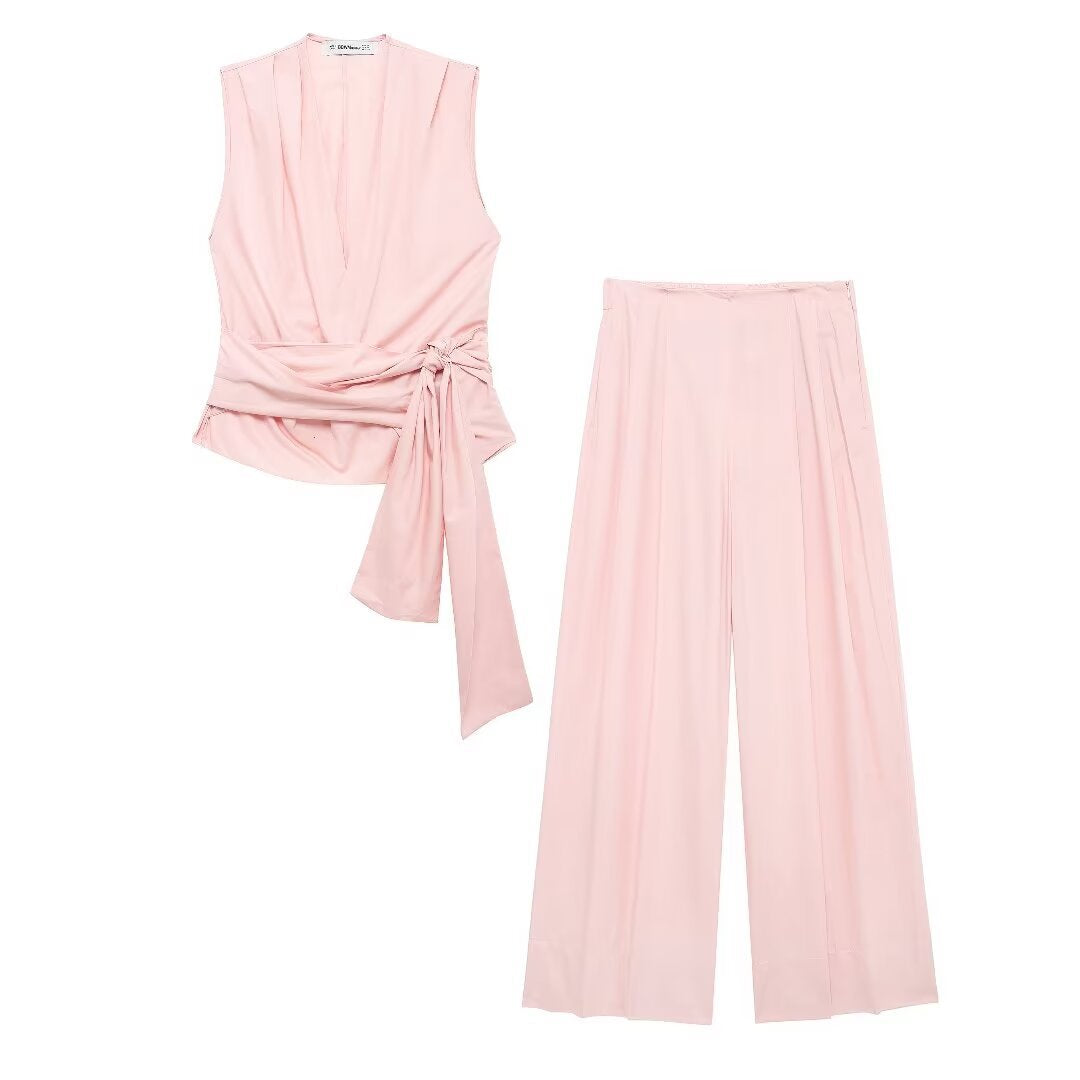 ValenzoraMODE | Cardigan mit Schleifenverzierung, Weste, lange Hose, Anzug