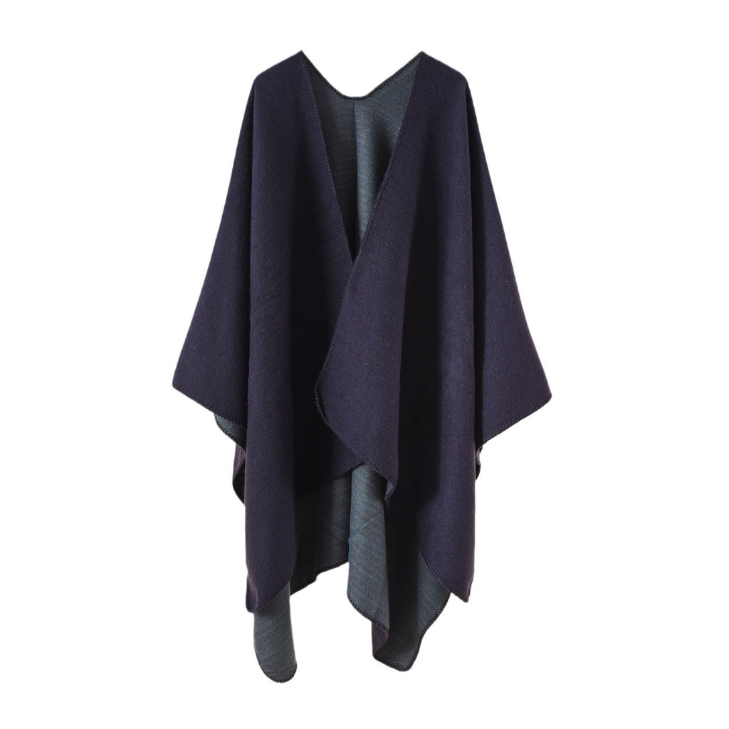 Women's knitted poncho with asymmetrical cut and high warmth retention, size