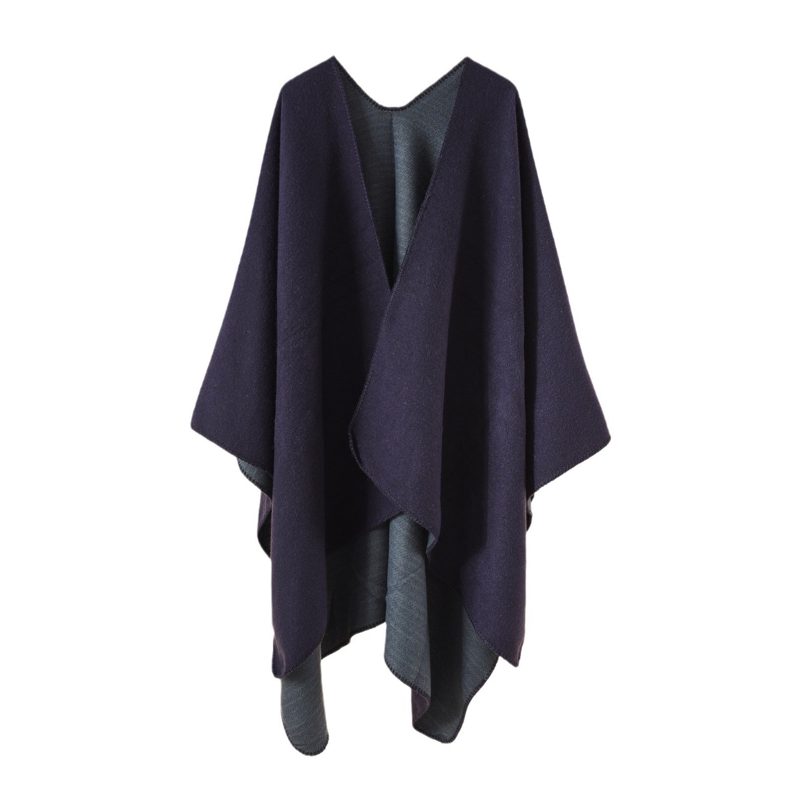 Women's knitted poncho with asymmetrical cut and high warmth retention, size