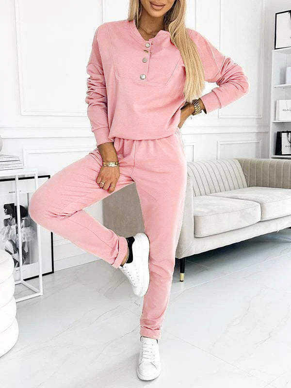 Damen Freizeit-Jumpsuit mit asymmetrischem Ausschnitt und Knopfdetails