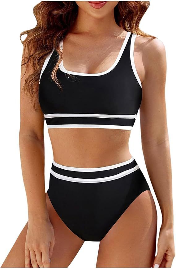 Women's sporty bikini set with high-cut bottoms and sporty top, size [size missing]