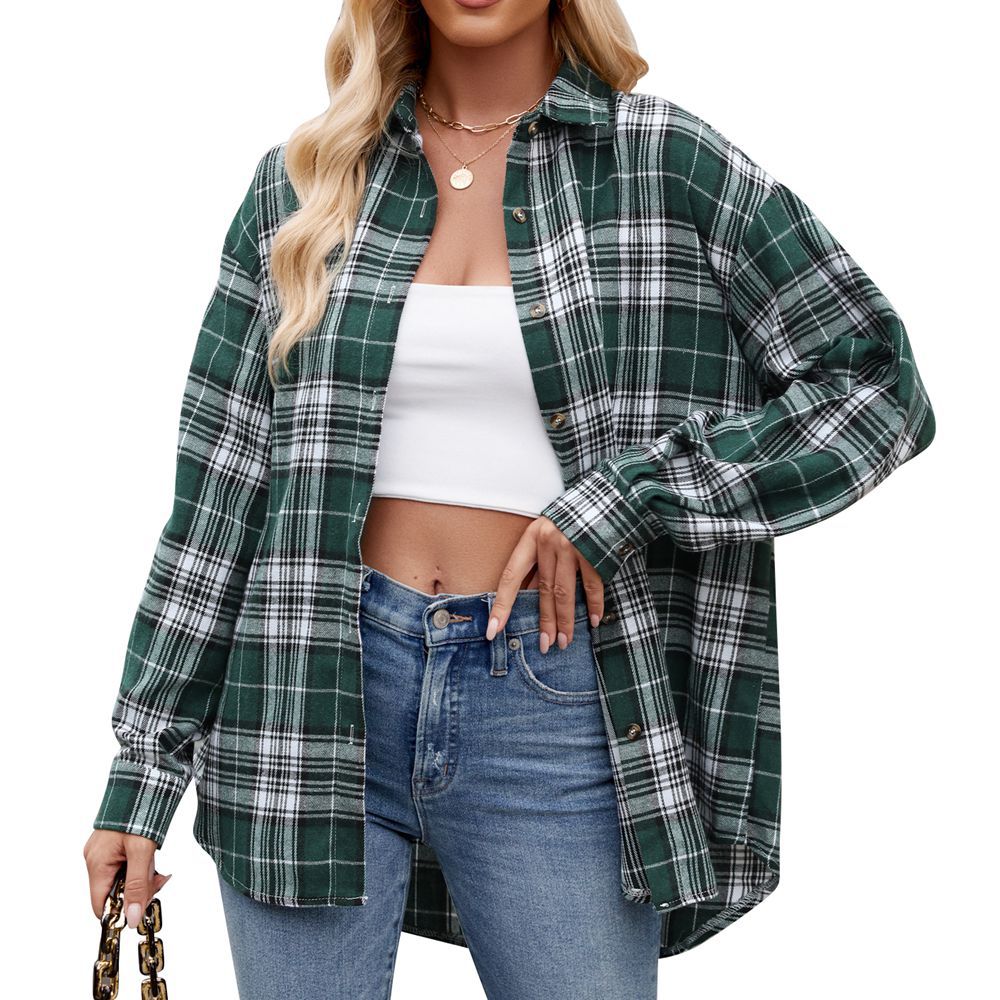 Women's Checkered Oversized Shirt Blouse Valenzora