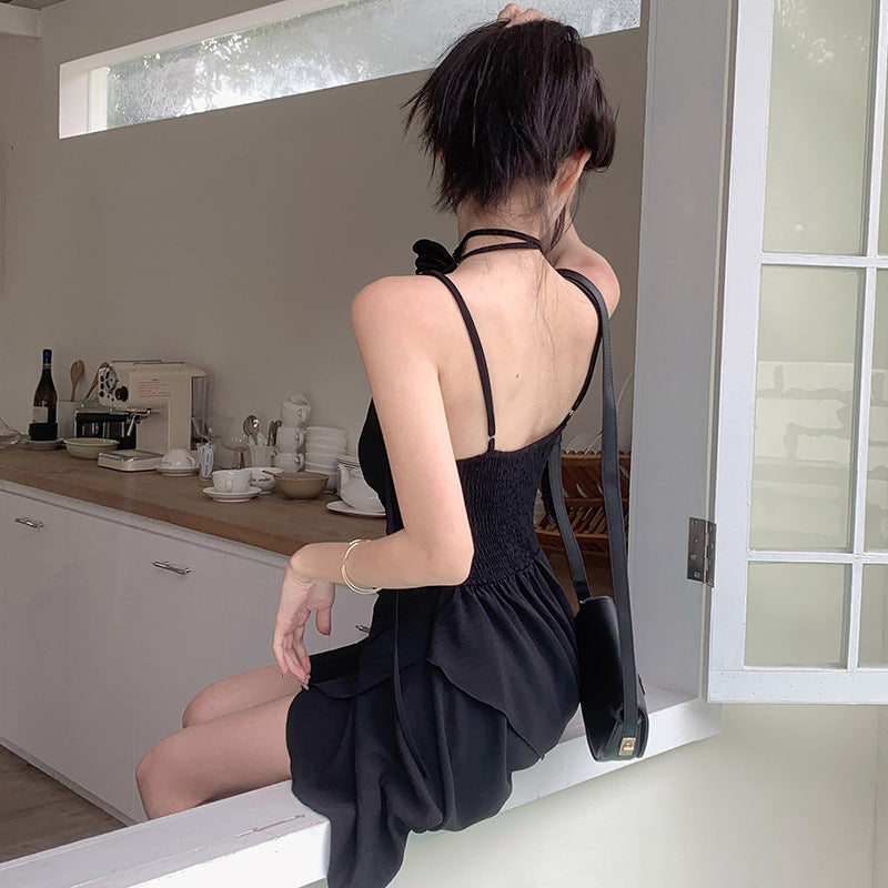 Women's asymmetric summer dress with ruffle details Drune