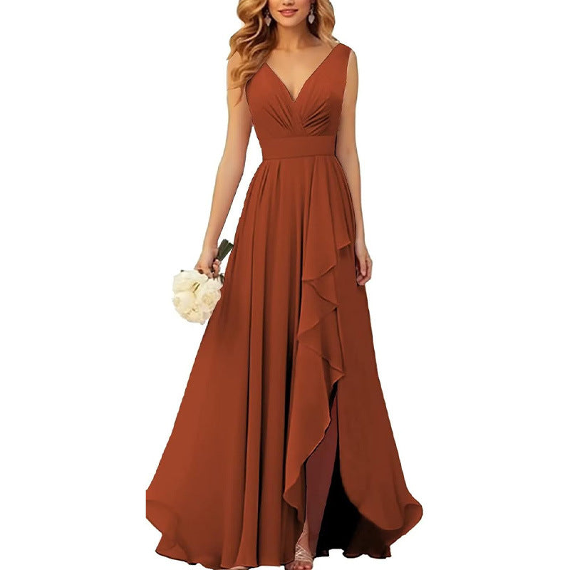 Valenzora | Women's Ball Gown Sexy Cocktail Evening Dress Star High End Peach Pink Chiffon Bridesmaid Dress Summer
