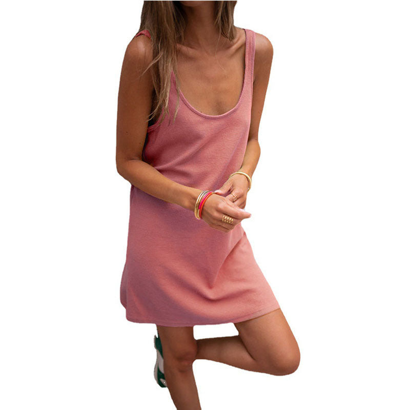 Lässiges Damenkleid in raffinierter Ripp-Optik mit tiefem Ausschnitt und schlichtem Design, Größe Valenzora