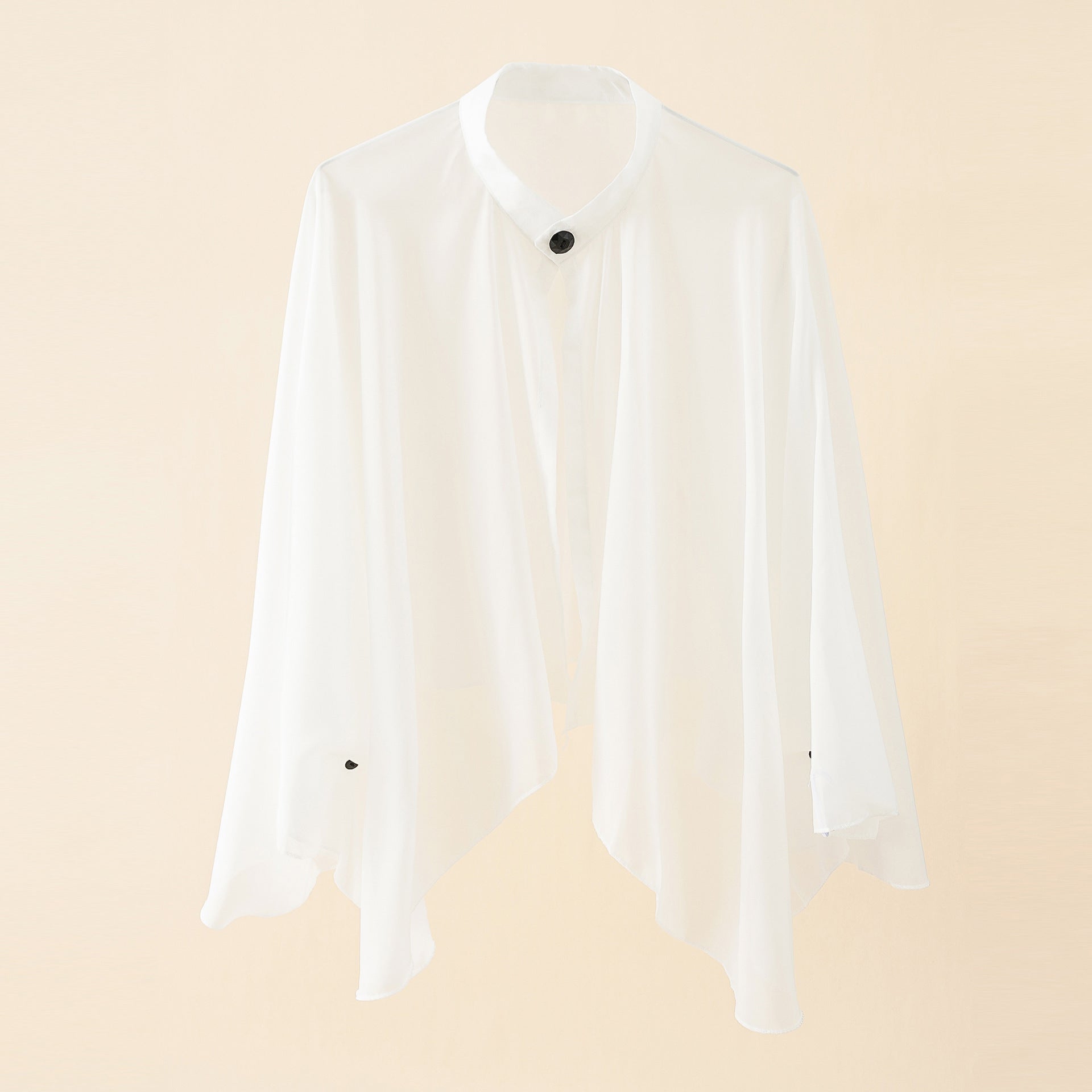 Women's airy chiffon kimono with wide flared sleeves, size S