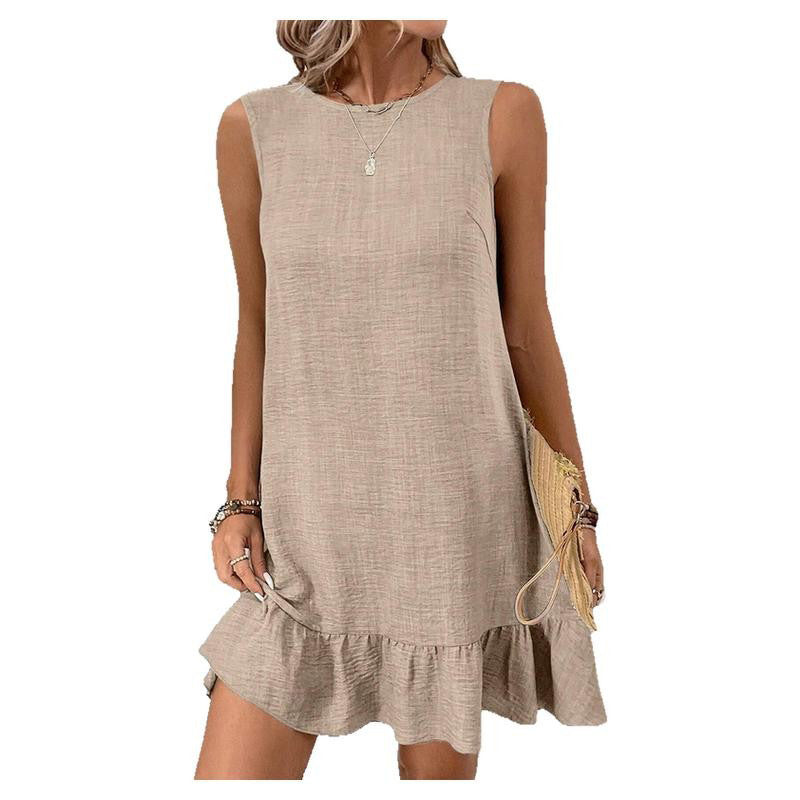 Women's sleeveless ruffle hem casual Drune dress