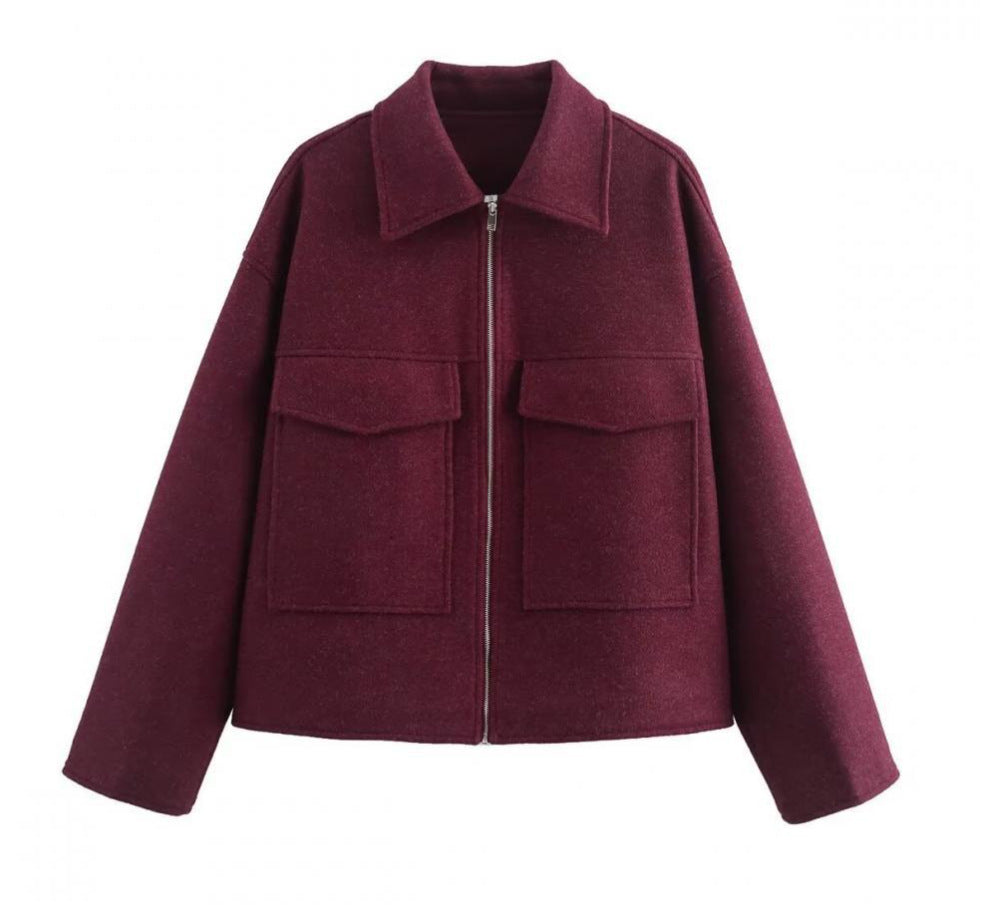 Women's tailored jacket with practical flap pockets and soft wool blend, size S