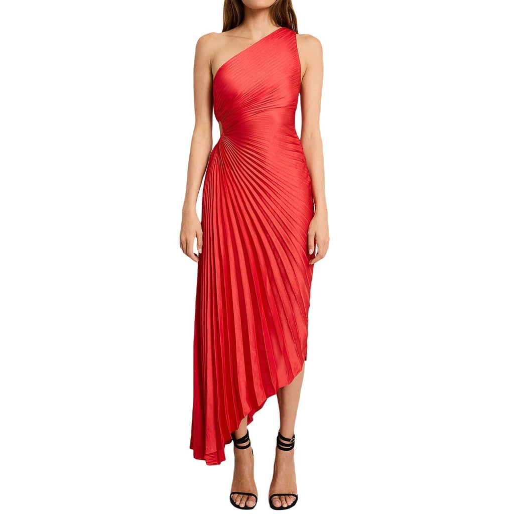 Valenzora | One Shoulder Pleated Midi Dress