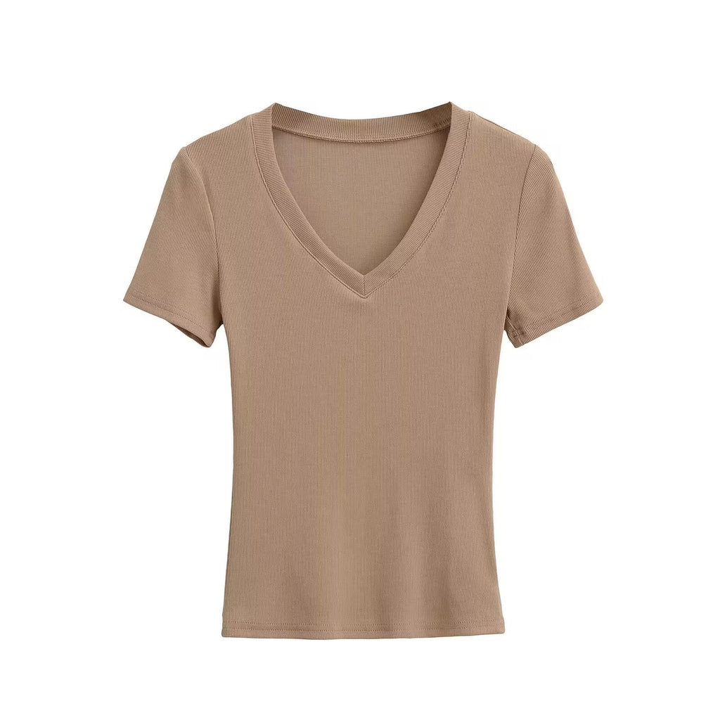Damen V-Ausschnitt T-Shirt aus hochwertiger Baumwolle mit bequemer Passform, Größe [Größe fehlt]